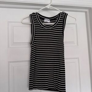 LNA Black and White Striped Tank Top